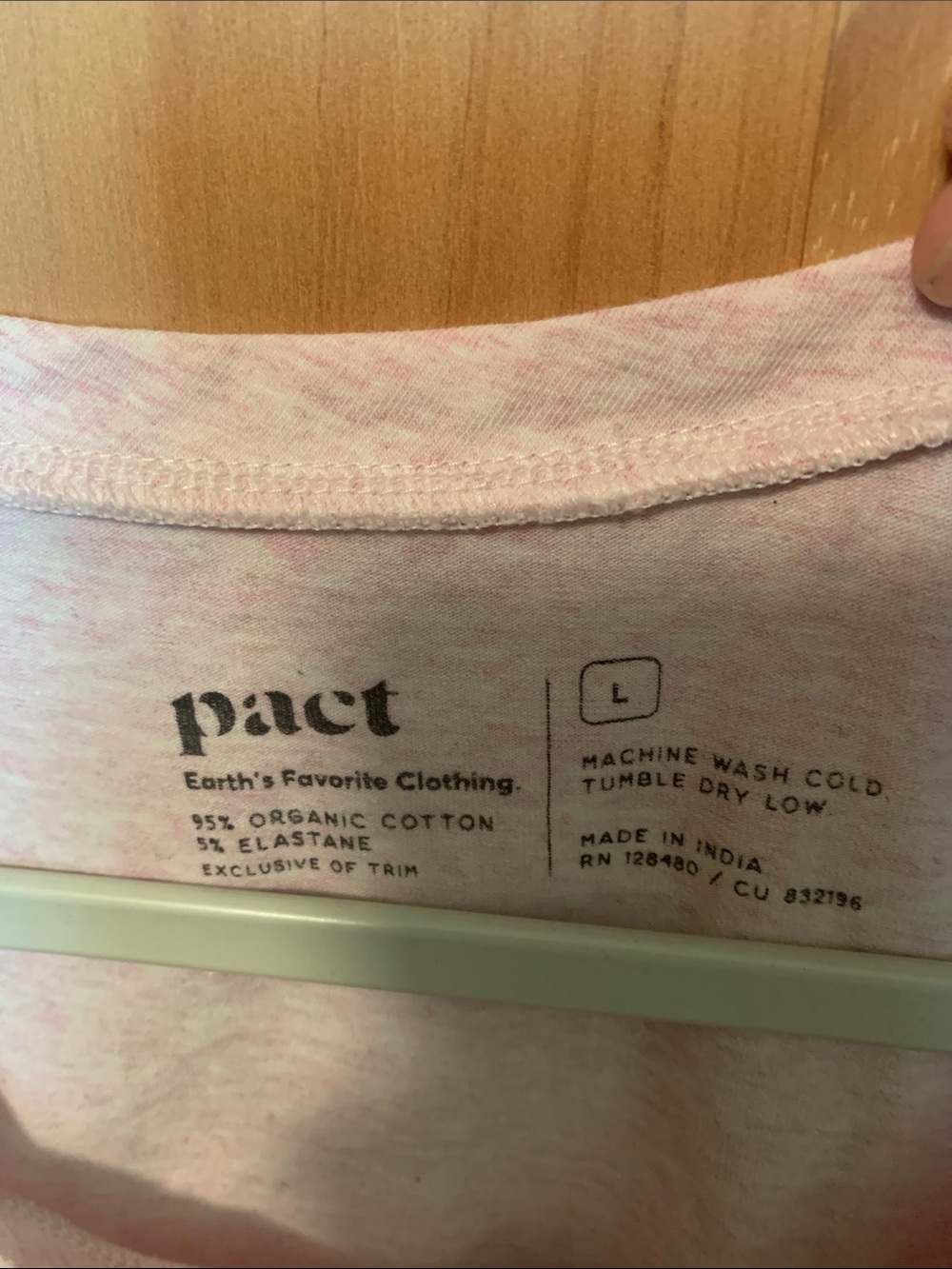 Pact Organic Cotton Heathered Pink Tank - Picture 3 of 4